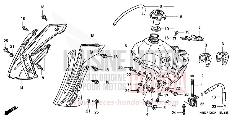 FUEL TANK for CRF150R "Big wheels" NOIR (NH1) from 2009